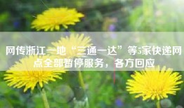 网传浙江一地“三通一达”等5家快递网点全部暂停服务，各方回应