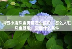 抖音小店珠宝类目怎么报白，怎么入驻珠宝基地，需要什么条件