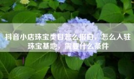抖音小店珠宝类目怎么报白，怎么入驻珠宝基地，需要什么条件