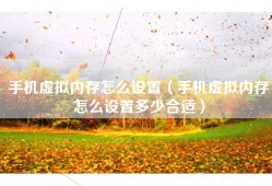手机虚拟内存怎么设置（手机虚拟内存怎么设置多少合适）