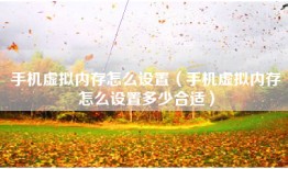 手机虚拟内存怎么设置（手机虚拟内存怎么设置多少合适）