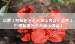 苹果手机短信怎么不显示内容（苹果手机来短信怎么不显示内容）