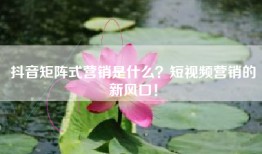 抖音矩阵式营销是什么？短视频营销的新风口！