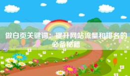 做白页关键词：提升网站流量和排名的必备秘籍
