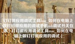 钉钉微应用调试工具mac_如何在电脑上做钉钉微应用的调试手机usb调试开关在哪「钉钉微应用调试工具mac_如何在电脑上做钉钉微应用的调试」