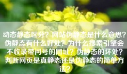 动态静态区分？网站伪静态是什么意思？伪静态有什么好处？为什么搜索引擎会不收录带问号的网址？伪静态的坏处？判断网页是真静态还是伪静态的简单方法？
