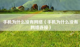 手机为什么没有网络（手机为什么没有网络连接）