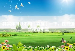 其实你可以不用「百度」一下，还有这些搜索引擎