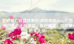 营销推广软件效果好(微软必应(bing)广告开户推广上线准备、账户搭建、投放策略全流程)