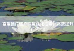 百度推广账户深度优化指南，高效提升广告ROI