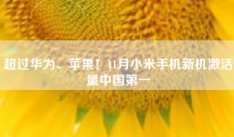 超过华为、苹果！11月小米手机新机激活量中国第一
