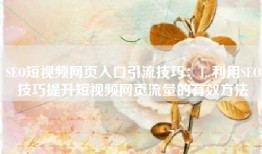 SEO短视频网页入口引流技巧：1. 利用SEO技巧提升短视频网页流量的有效方法