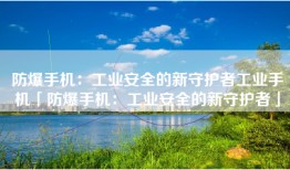 防爆手机：工业安全的新守护者工业手机「防爆手机：工业安全的新守护者」