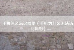 手机怎么忘记网络（手机为什么无法访问网络）