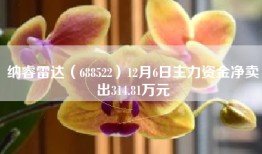 纳睿雷达（688522）12月6日主力资金净卖出314.81万元
