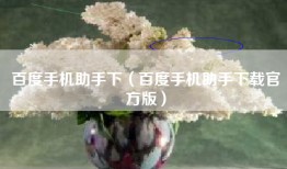 百度手机助手下（百度手机助手下载官方版）