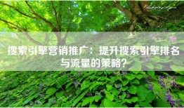 搜索引擎营销推广：提升搜索引擎排名与流量的策略？