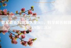 管家婆资料精准大全2023，科学解答解释落实_GM版12.28.80