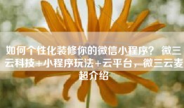 如何个性化装修你的微信小程序？ 微三云科技+小程序玩法+云平台，微三云麦超介绍