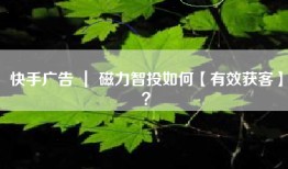 快手广告 ｜ 磁力智投如何【有效获客】？