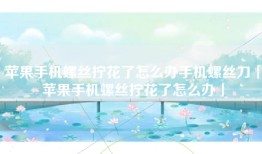苹果手机螺丝拧花了怎么办手机螺丝刀「苹果手机螺丝拧花了怎么办」