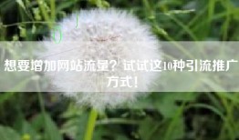 想要增加网站流量？试试这10种引流推广方式！