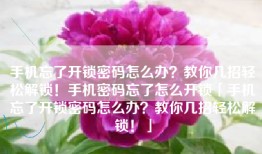 手机忘了开锁密码怎么办？教你几招轻松解锁！手机密码忘了怎么开锁「手机忘了开锁密码怎么办？教你几招轻松解锁！」