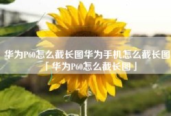 华为P60怎么截长图华为手机怎么截长图「华为P60怎么截长图」