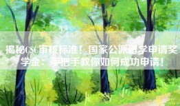 揭秘CSC审核标准！国家公派留学申请奖学金：手把手教你如何成功申请！