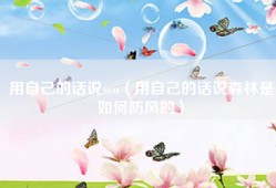用自己的话说seo（用自己的话说森林是如何防风的）
