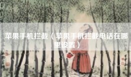 苹果手机拦截（苹果手机拦截电话在哪里设置）