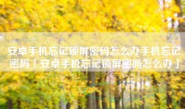 安卓手机忘记锁屏密码怎么办手机忘记密码「安卓手机忘记锁屏密码怎么办」