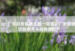 2022广东自贸区概念股一览表，广东自贸区股票龙头股有哪些？