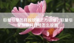 巨量引擎怎样投放第三方链接？巨量引擎投放抖音号怎么设置