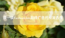 谈一谈Facebookslots游戏广告代投流合作