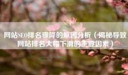 网站SEO排名骤降的原因分析（揭秘导致网站排名大幅下滑的主要因素）