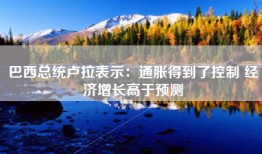 巴西总统卢拉表示：通胀得到了控制 经济增长高于预测