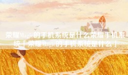 荣耀Magic的手机系统是什么荣耀手机系统「荣耀Magic的手机系统是什么」