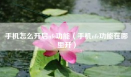 手机怎么开启nfc功能（手机nfc功能在哪里开）