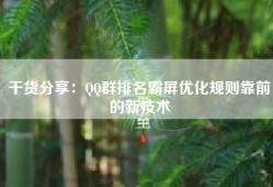 干货分享：QQ群排名霸屏优化规则靠前的新技术