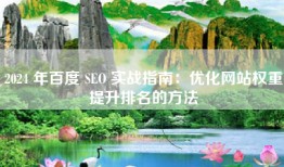 2024 年百度 SEO 实战指南：优化网站权重提升排名的方法