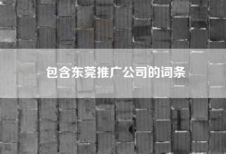 包含东莞推广公司的词条