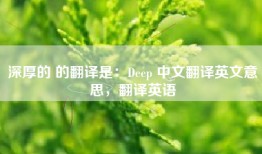 深厚的 的翻译是：Deep 中文翻译英文意思，翻译英语