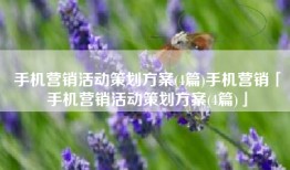 手机营销活动策划方案(4篇)手机营销「手机营销活动策划方案(4篇)」