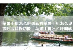 苹果手机怎么呼叫转移苹果手机怎么设置呼叫转移功能「苹果手机怎么呼叫转移」