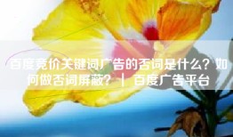 百度竞价关键词广告的否词是什么？如何做否词屏蔽？｜ 百度广告平台