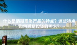什么是活期理财产品的特点？这些特点如何满足投资者需求？