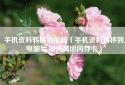 手机资料转移到电脑（手机资料转移到电脑后,如何腾出内存卡）