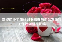 融资商业工作计划书精选与血站发血科工作计划范文汇编