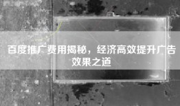 百度推广费用揭秘，经济高效提升广告效果之道